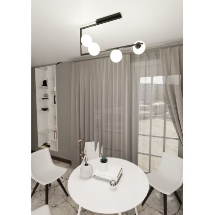 Lustr na tyči SOMA 4xE14/10W/230V černá/bílá