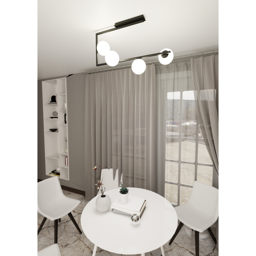 Lustr na tyči SOMA 4xE14/10W/230V černá/bílá