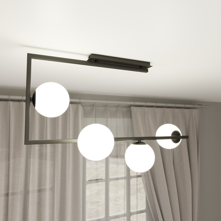 Lustr na tyči SOMA 4xE14/10W/230V černá/bílá