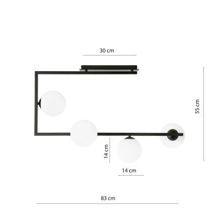 Lustr na tyči SOMA 4xE14/10W/230V černá/bílá