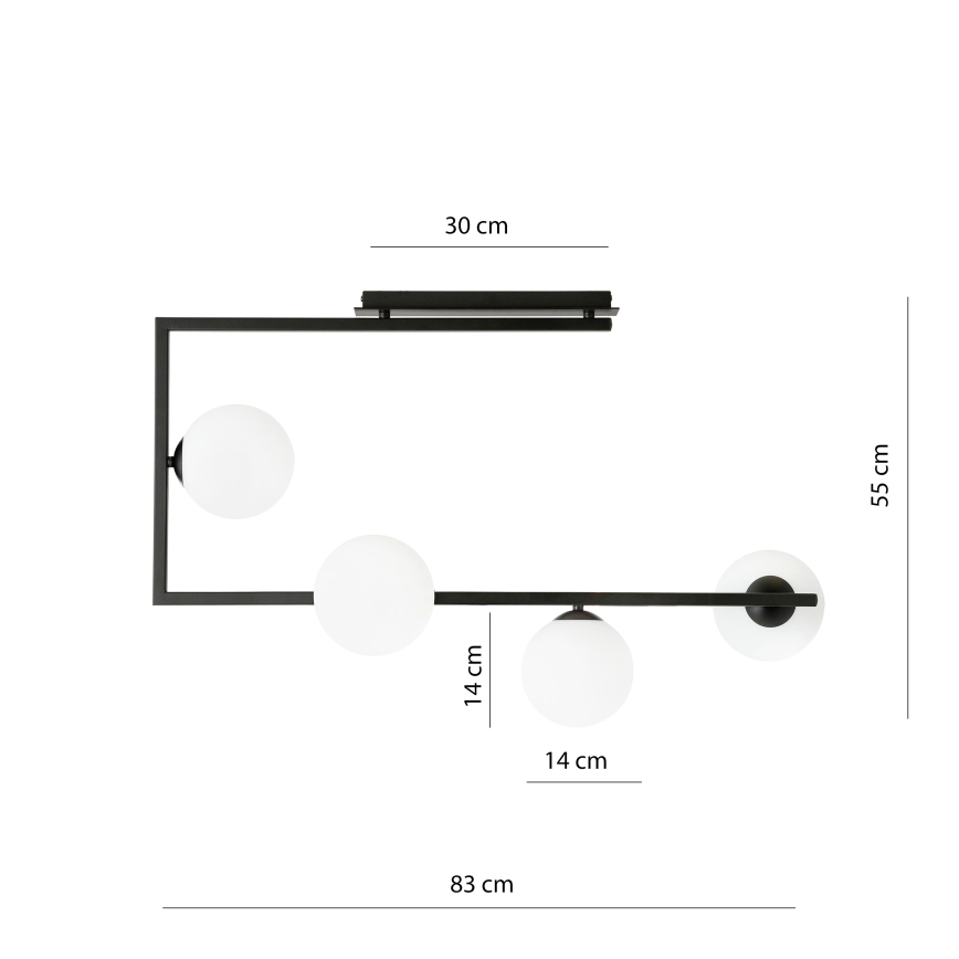 Lustr na tyči SOMA 4xE14/10W/230V černá/bílá