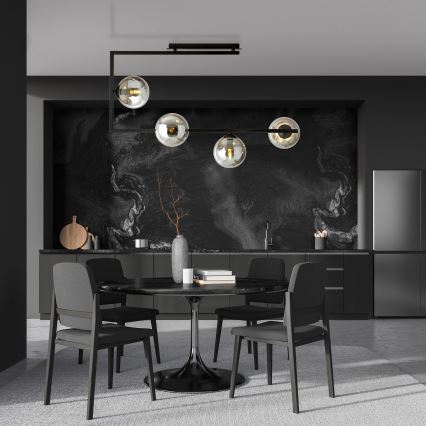 Lustr na tyči SOMA 4xE14/10W/230V černá/šedá