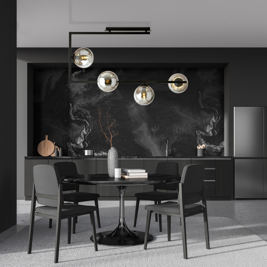 Lustr na tyči SOMA 4xE14/10W/230V černá/šedá