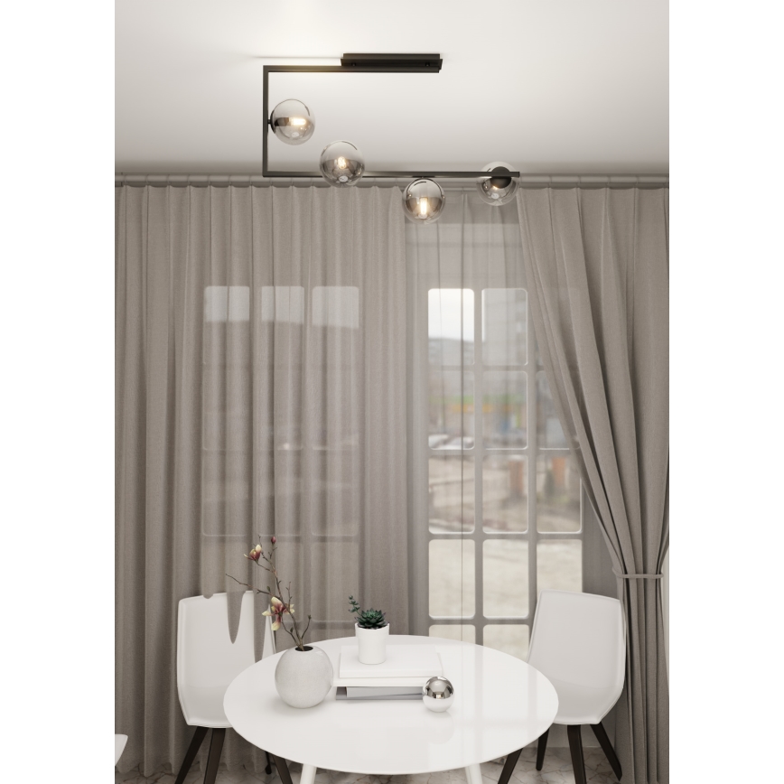 Lustr na tyči SOMA 4xE14/10W/230V černá/šedá
