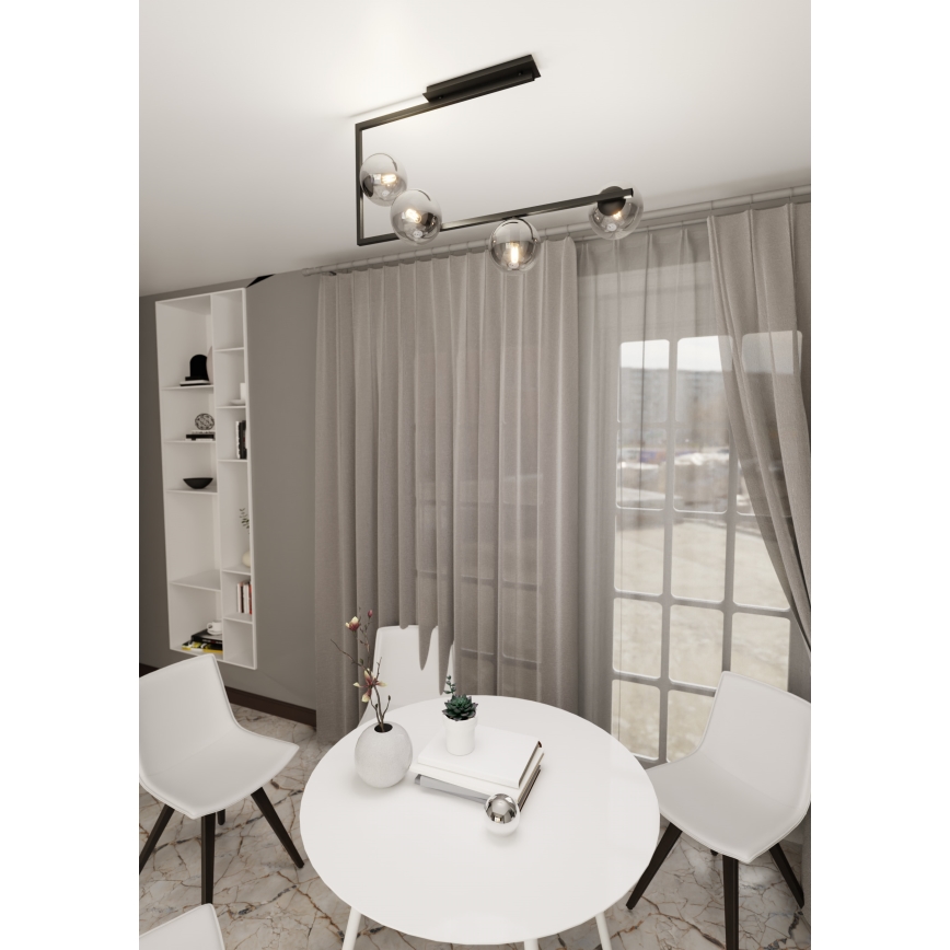 Lustr na tyči SOMA 4xE14/10W/230V černá/šedá