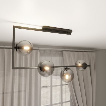 Lustr na tyči SOMA 4xE14/10W/230V černá/šedá