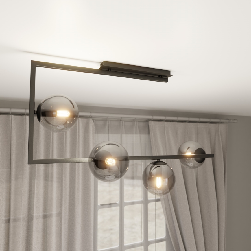 Lustr na tyči SOMA 4xE14/10W/230V černá/šedá