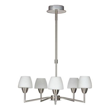 Lustr na tyči TOGO 5xG9/40W/230V matný chrom/bílá