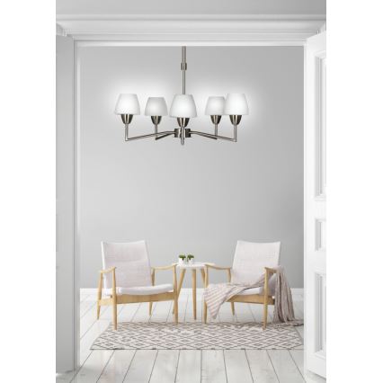 Lustr na tyči TOGO 5xG9/40W/230V matný chrom/bílá