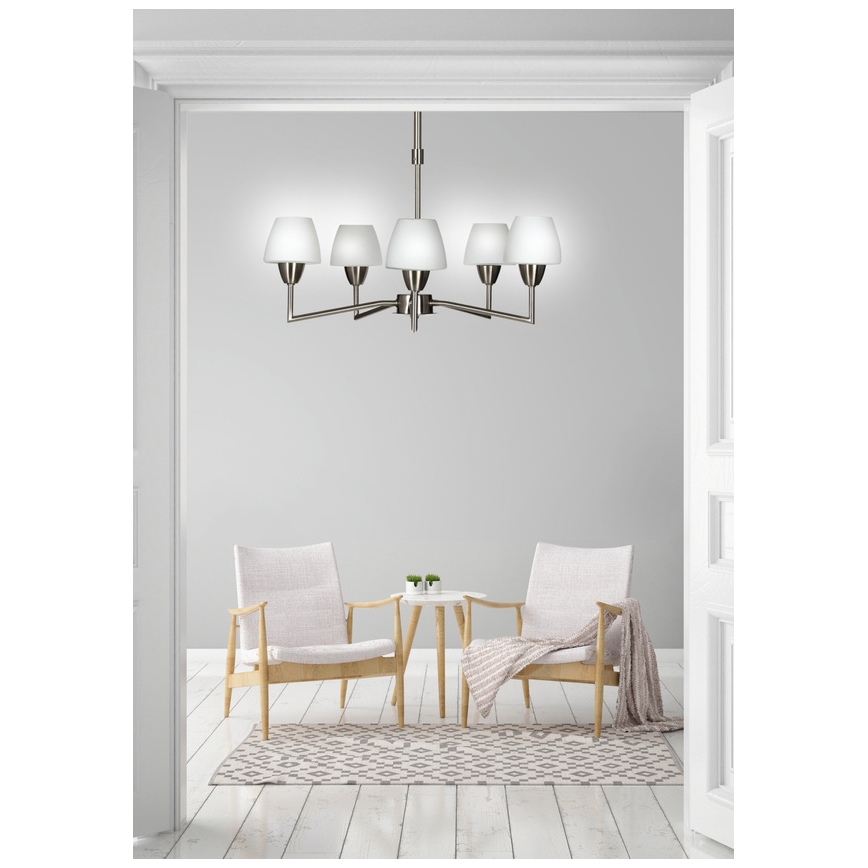 Lustr na tyči TOGO 5xG9/40W/230V matný chrom/bílá
