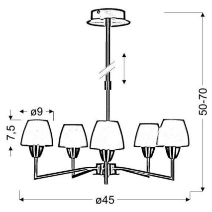 Lustr na tyči TOGO 5xG9/40W/230V matný chrom/bílá