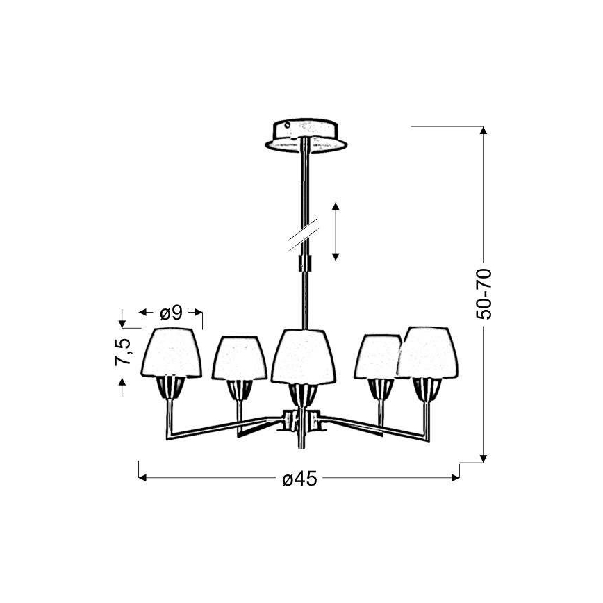 Lustr na tyči TOGO 5xG9/40W/230V matný chrom/bílá
