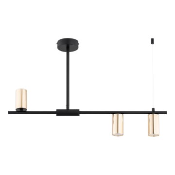 Lustr na tyči URANOS 3xGU10/10W/230V černá/zlatá