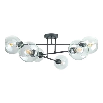 Lustr na tyči VASCO 6xE27/60W/230V černá/čirá