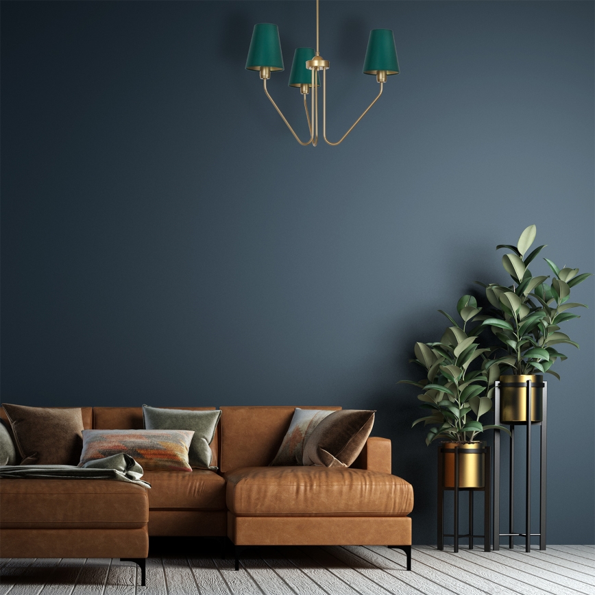 Lustr na tyči VICTORIA 3xE27/60W/230V zelená