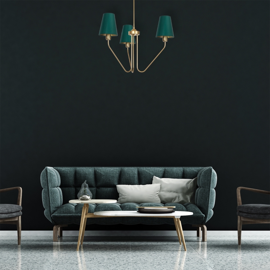 Lustr na tyči VICTORIA 3xE27/60W/230V zelená
