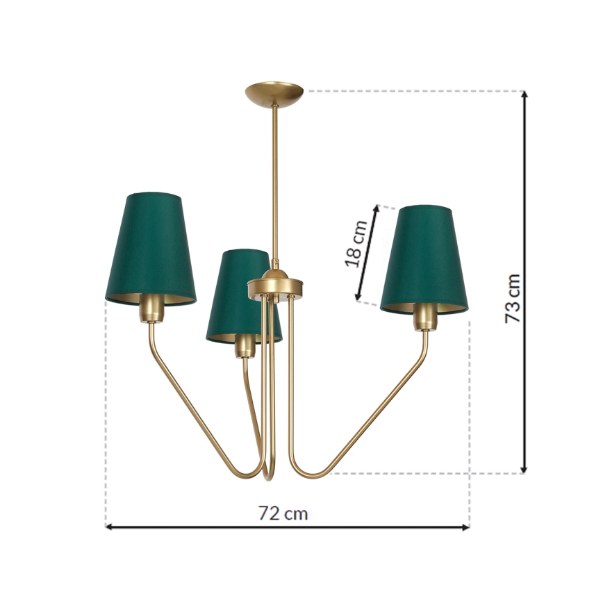 Lustr na tyči VICTORIA 3xE27/60W/230V zelená