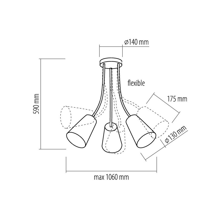Lustr na tyči WIRE COLOUR 3xE27/60W/230V