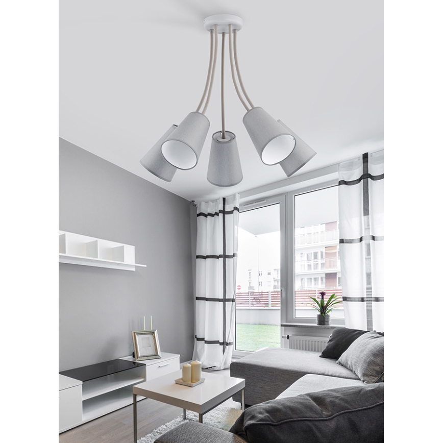 Lustr na tyči WIRE GRAY 5xE27/60W/230V