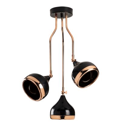 Lustr na tyči YILDO 3xE27/40W/230V černá/měděná