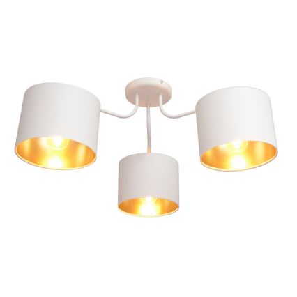 Lustr přisazený ALBA 3xE27/15W/230V bílá/zlatá