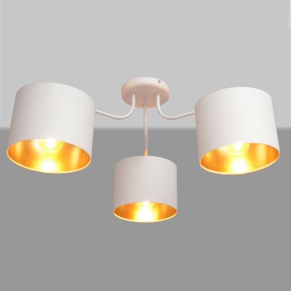 Lustr přisazený ALBA 3xE27/15W/230V bílá/zlatá