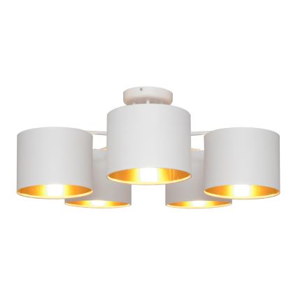 Lustr přisazený ALBA 5xE27/15W/230V bílá/zlatá