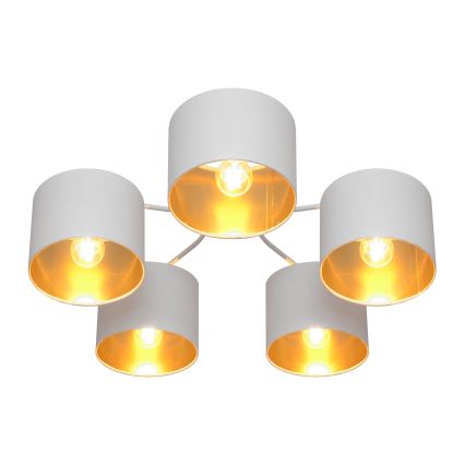 Lustr přisazený ALBA 5xE27/15W/230V bílá/zlatá