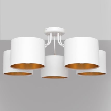 Lustr přisazený ALBA 5xE27/15W/230V bílá/zlatá