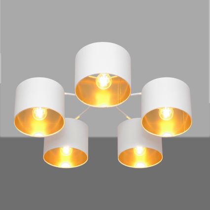 Lustr přisazený ALBA 5xE27/15W/230V bílá/zlatá