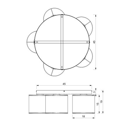 Lustr přisazený LOFT SHADE 5xE27/60W/230V bílá/zlatá