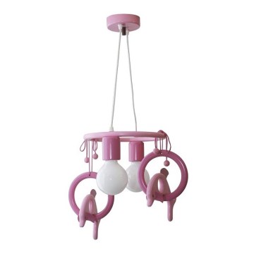 Lustr závěsný DELFÍN 2xE27/60W/230V fialová/růžová