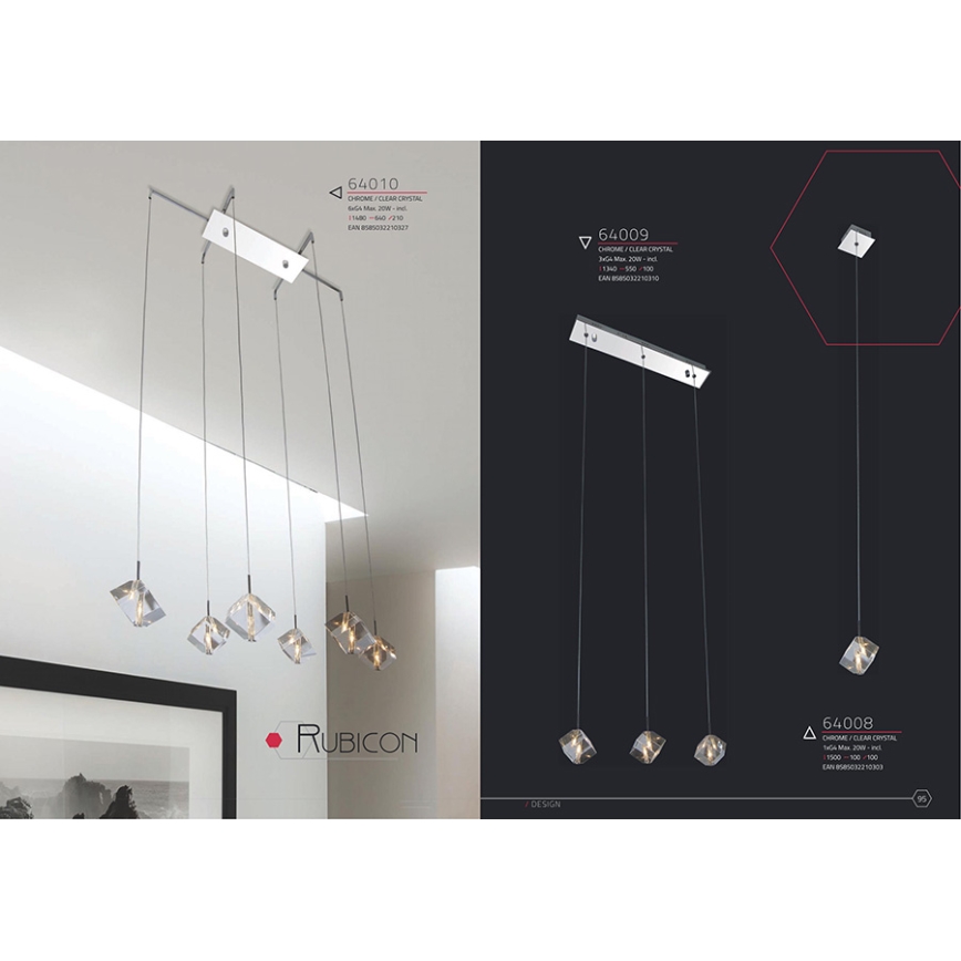 LUXERA 64010 - Lustr závěsný RUBICON 6xG4/20W/230V | Svět svítidel