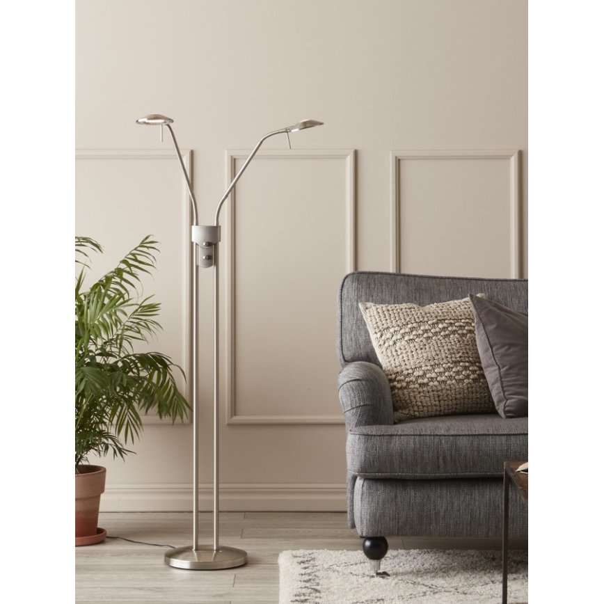 Markslöjd 105583 - LED Stmívatelná stojací lampa HUDSON 2xLED/6W/230V matný chrom