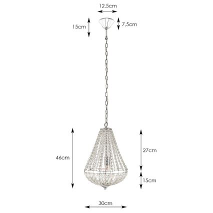Markslöjd 106118 - Křišťálový lustr na řetězu GRÄNSÖ 1xE27/60W/230V