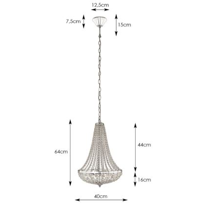 Markslöjd 106119 - Křišťálový lustr na řetězu GRÄNSÖ 2xE14/40W/230V