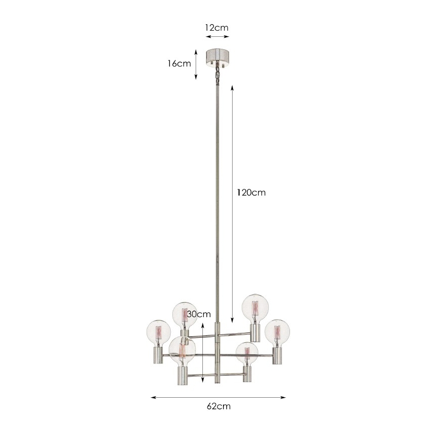 Markslöjd 106418 - Lustr na tyči CAPITAL 6xE27/60W/230V mosaz