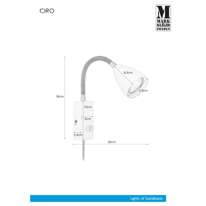 Markslöjd 106588 - Stmívatelné nástěnné svítidlo CIRO 1xGU10/7W/230V
