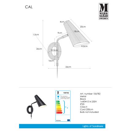 Markslöjd 106782 - Nástěnné svítidlo CAL 1xE14/40W/230V