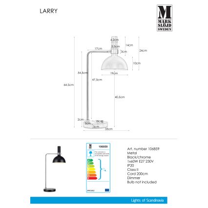 Markslöjd 106859 - Stmívatelná stolní lampa LARRY 1xE27/60W/230V