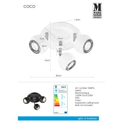 Markslöjd 106876 - Bodové svítidlo COCO 3xGU10/35W/230V