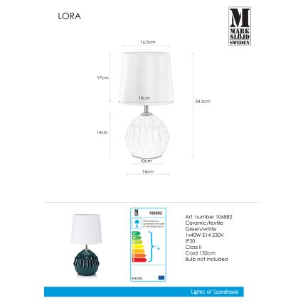 Markslöjd 106882 - Stolní lampa LORA 1xE14/40W/230V