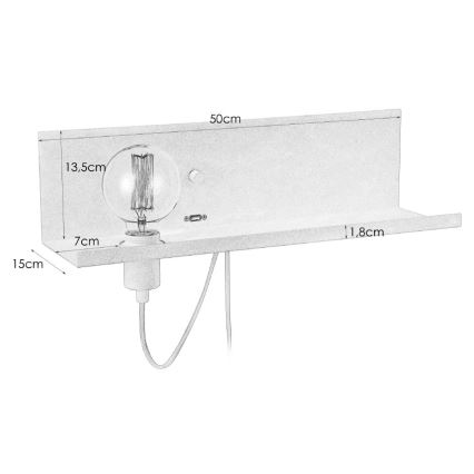 Markslöjd 106969 - Stmívatelné nástěnné svítidlo s USB zásuvkou MULTI 1xE27/60W/230V