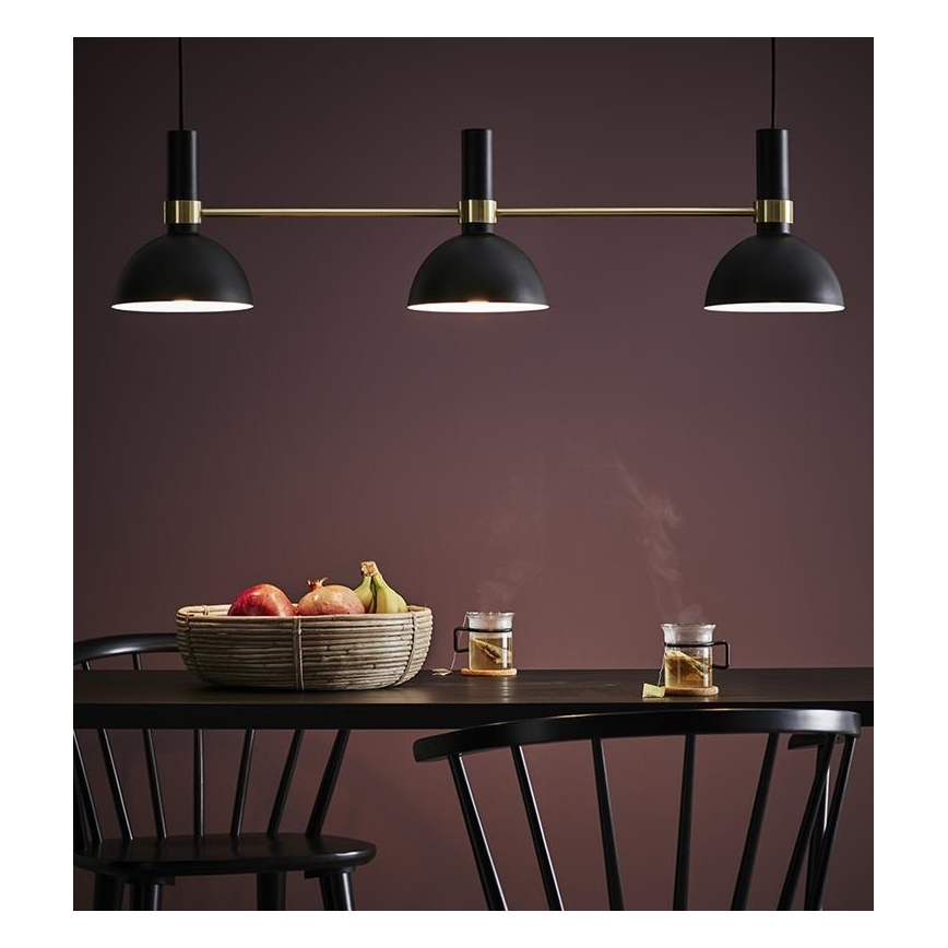 Markslöjd 106971 - Lustr na lanku LARRY 3xE27/60W/230V černá/zlatá