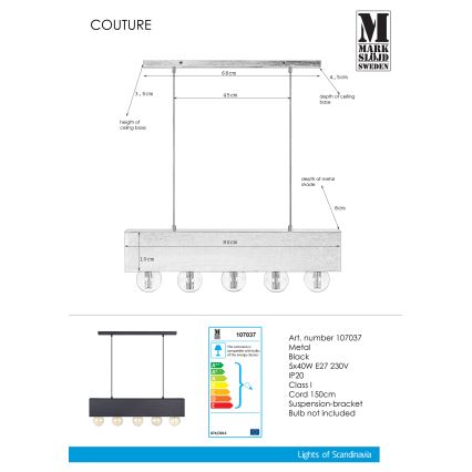 Markslöjd 107037 - Lustr na lanku COUTURE 5xE27/40W/230V
