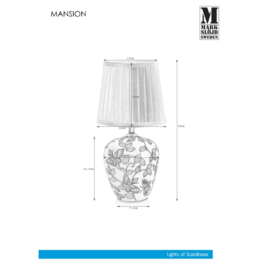Markslöjd 107039 - Stolní lampa MANSION 1xE14/40W/230V