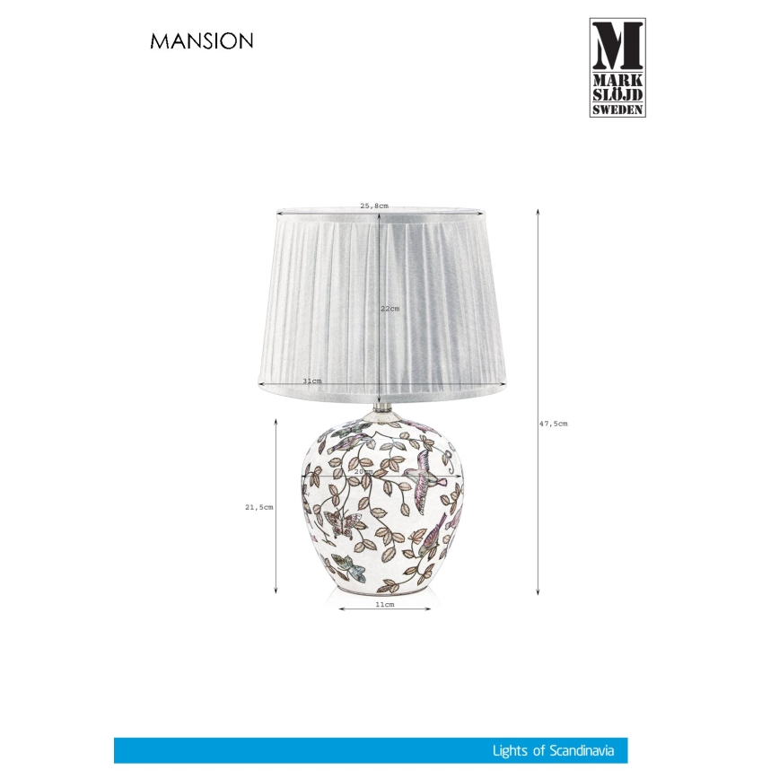 Markslöjd 107040 - Stolní lampa MANSION 1xE27/60W/230V