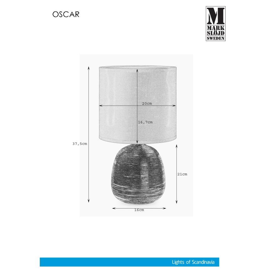 Markslöjd 107068 - Stolní lampa OSCAR 1xE27/60W/230V