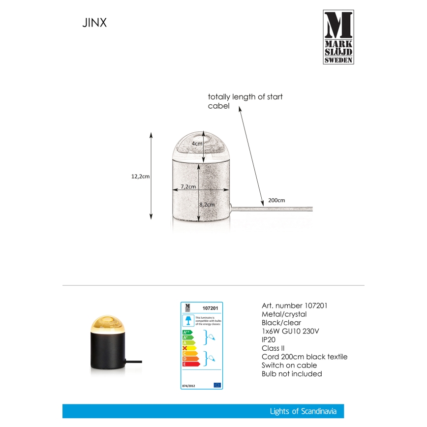 Markslöjd 107201 - Křišťálová stolní lampa JINX 1xGU10/6W/230V