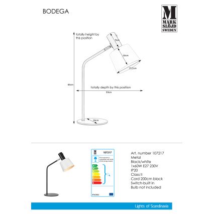 Markslöjd 107217 - Stolní lampa BODEGA 1xE27/60W/230V